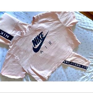 PASTEL PINK NIKE AIR CROP TOP & LEGGINGS SET